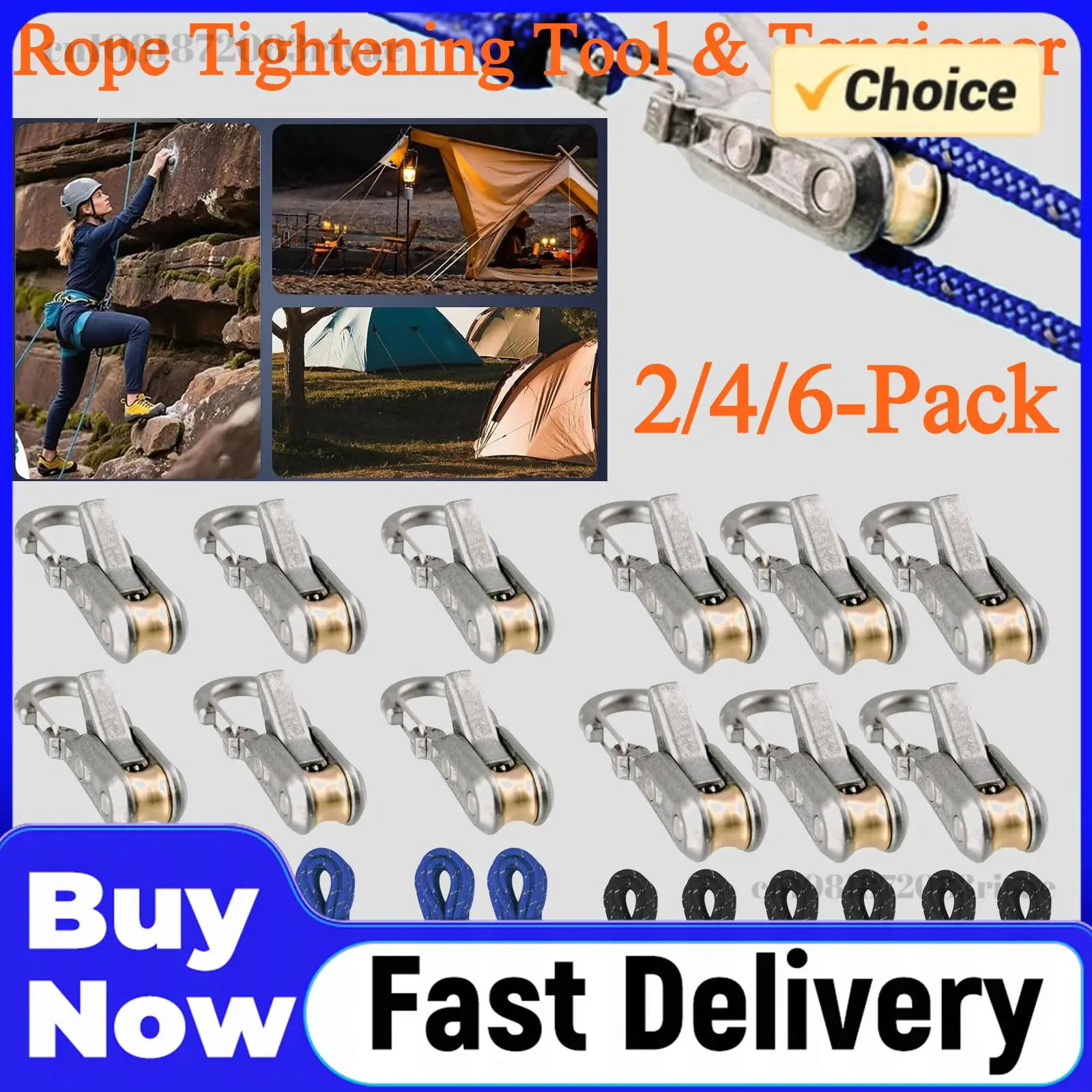 2/4/6-Pack Rope Tightening Tool & Tensioner Heavy-Duty Tie Down Rope with Roller Tensioner for Outdoor Camping Tarps Guy Lines
2/4/6-Pack Rope Tightening Tool & Tensioner Heavy-Duty Tie Down Rope with Roller Tensioner for Outdoor Camping Tarps Guy Lines