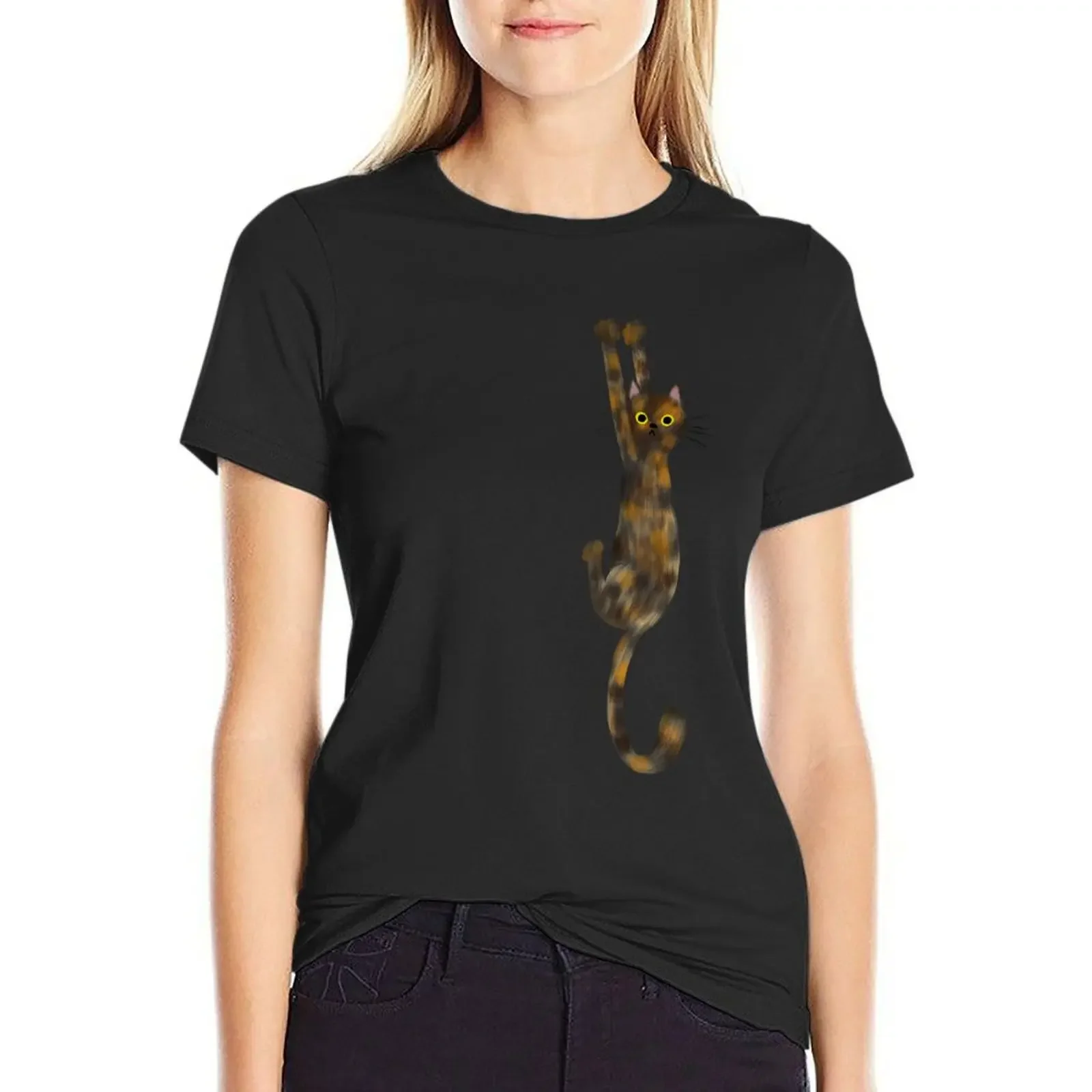 Tortoise Shell Cat Hanging On Tortie Cat with Yellow Eyes T-Shirt graphics summer top blanks Women t-shirts
Tortoise Shell Cat Hanging On Tortie Cat with Yellow Eyes T-Shirt graphics summer top blanks Women t-shirts