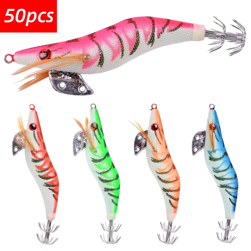 50pcs/pack Luminous Fishing Lure Set Bionic Wood Shrimp with Squid Hooks Octopus Fishing Lure 2.0/2.5/3.0 Fishing Tackle
50pcs/pack Luminous Fishing Lure Set Bionic Wood Shrimp with Squid Hooks Octopus Fishing Lure 2.0/2.5/3.0 Fishing Tackle