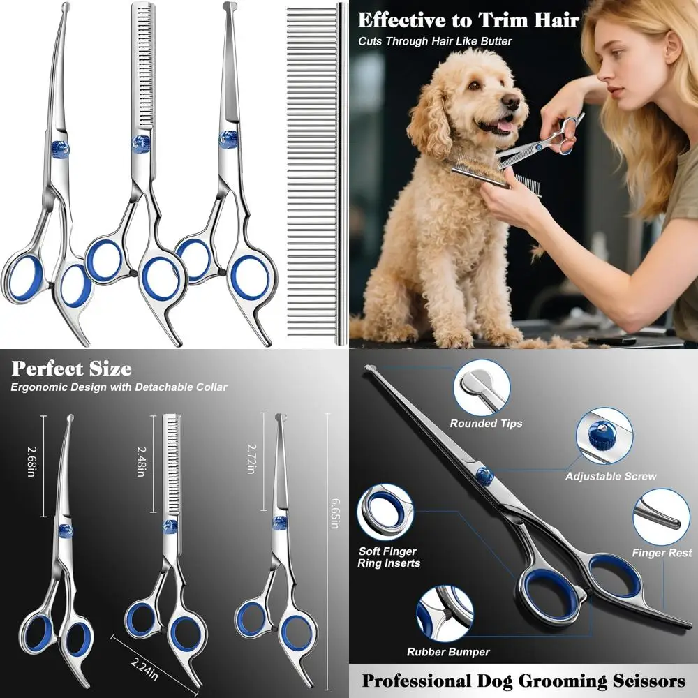 Профессиональный набор ножниц для ухода за собаками и кошками 4 в 1, безопасные круглые наконечники, острые и прочные, ножницы для ухода за собаками — в комплект входит St
Профессиональный набор ножниц для ухода за собаками и кошками 4 в 1, безопасные круглые наконечники, острые и прочные, ножницы для ухода за собаками — в комплект входит St