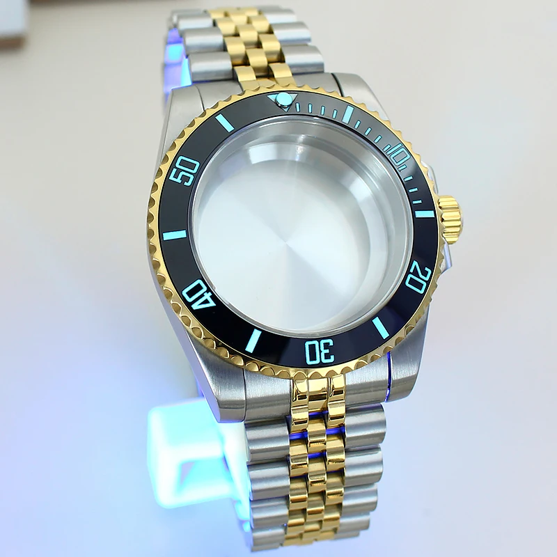 40mm Two Tone Watch Case C3 Luminous Bezel Sapphire Glass For SUB NH35 NH36 NH34 NH38 Miyota 8205 Eta 2824 Movt Jubilee Bracelet
40mm Two Tone Watch Case C3 Luminous Bezel Sapphire Glass For SUB NH35 NH36 NH34 NH38 Miyota 8205 Eta 2824 Movt Jubilee Bracelet