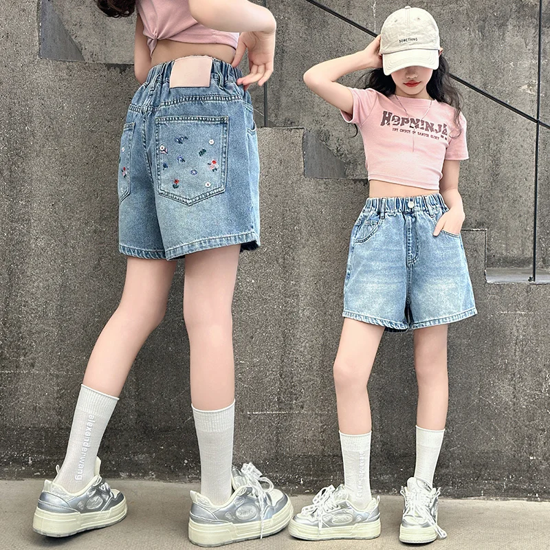 Girls Denim Shorts Summer Elastic Waist Embroidery Pocket Shorts Casual Daily Versatile Children Clothes 2026
Girls Denim Shorts Summer Elastic Waist Embroidery Pocket Shorts Casual Daily Versatile Children Clothes 2026