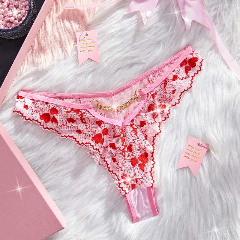 Sexy Heart Print Panties Pink Lace Briefs Female Comfortable Underwear Girl's Low Waist Hollow Temptation Chain Sexy Underwear
Sexy Heart Print Panties Pink Lace Briefs Female Comfortable Underwear Girl's Low Waist Hollow Temptation Chain Sexy Underwear