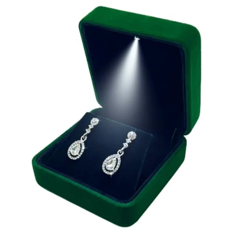 Velvet Earring Box with LED Light, Stud Earring Gift Box Jewelry Display Case for Proposal, Engagement, Wedding and Birthday
Velvet Earring Box with LED Light, Stud Earring Gift Box Jewelry Display Case for Proposal, Engagement, Wedding and Birthday