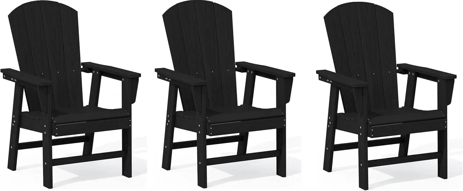 Набор из 3 обеденных стульев Adirondack для улицы, всепогодные стулья для патио из HDPE, черный
Набор из 3 обеденных стульев Adirondack для улицы, всепогодные стулья для патио из HDPE, черный