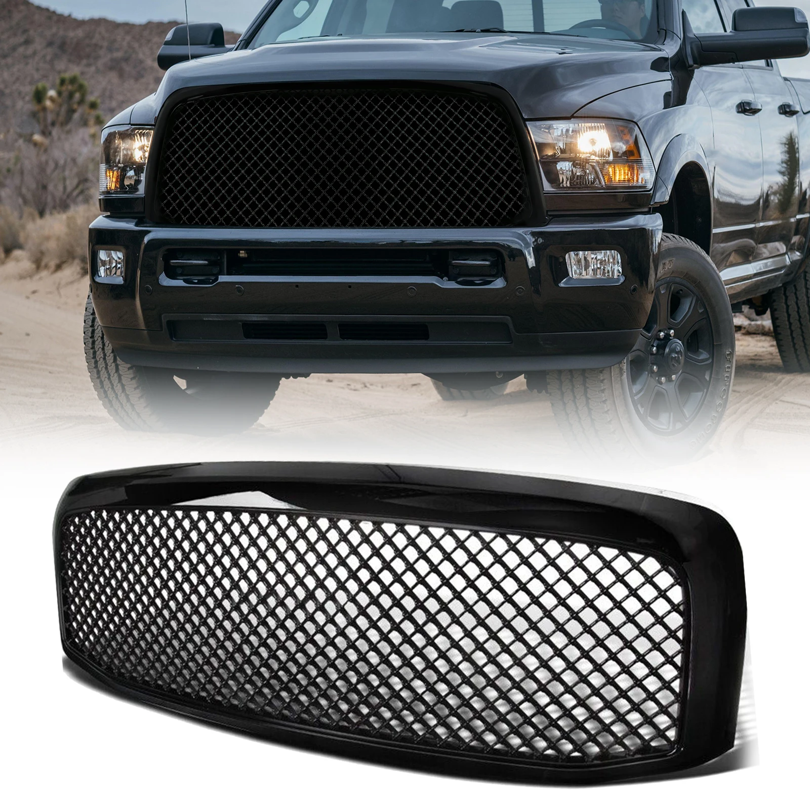 Car Front Grill for 2006-2008 Dodge Ram 1500 2500 3500 Mesh Style Glossy Black Grille
Car Front Grill for 2006-2008 Dodge Ram 1500 2500 3500 Mesh Style Glossy Black Grille