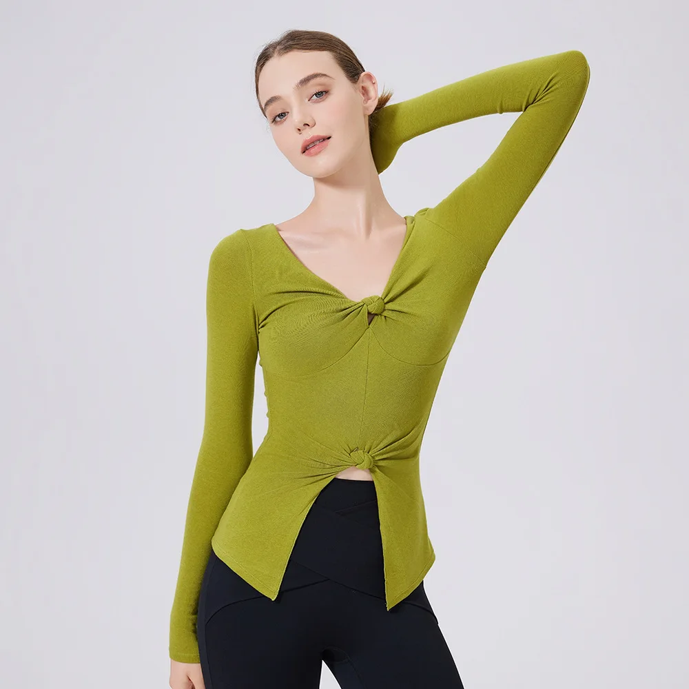 Осенние женские тонкие рубашки для йоги с раздвоенным подолом, толстовки для бега с длинными рукавами и v-образным вырезом, спортивная футболка, дышащие топы для фитнеса и спортзала Femme
Осенние женские тонкие рубашки для йоги с раздвоенным подолом, толстовки для бега с длинными рукавами и v-образным вырезом, спортивная футболка, дышащие топы для фитнеса и спортзала Femme