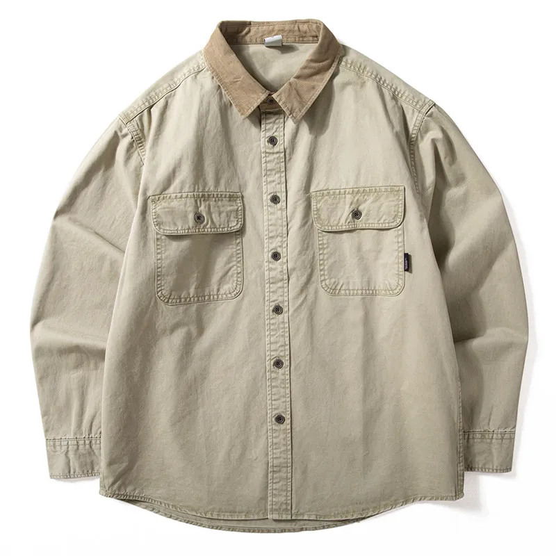 Men's Retro Washed Cotton Workwear Shirt Corduroy Collar Patchwork Long Sleeve Button Up Jacket Casual Loose Fit Cargo Shirts
Men's Retro Washed Cotton Workwear Shirt Corduroy Collar Patchwork Long Sleeve Button Up Jacket Casual Loose Fit Cargo Shirts