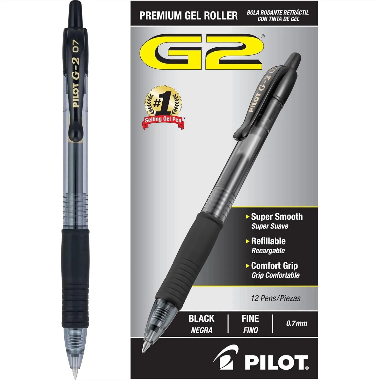 PILOT G2 Premium Refillable & Retractable Rolling Ball Gel Pens, Fine Point, Black Ink, 12 Count
PILOT G2 Premium Refillable & Retractable Rolling Ball Gel Pens, Fine Point, Black Ink, 12 Count