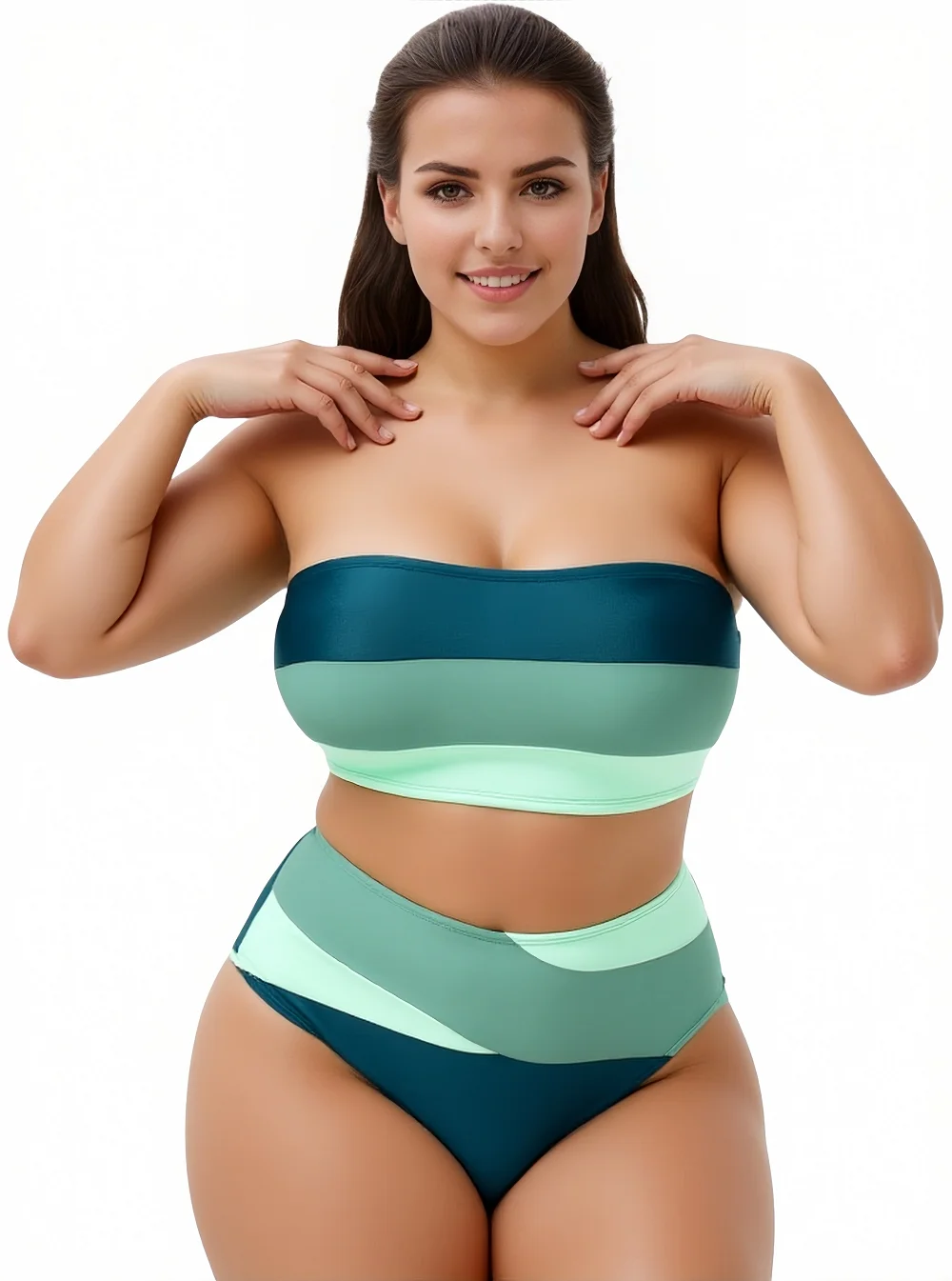 Plus Size Bandeau Swimsuit 2025 Summer Sexy Color Block High Waist Bikini Set Women Swimsuit Beach Bathing Suit Two Pieces
Plus Size Bandeau Swimsuit 2025 Summer Sexy Color Block High Waist Bikini Set Women Swimsuit Beach Bathing Suit Two Pieces
