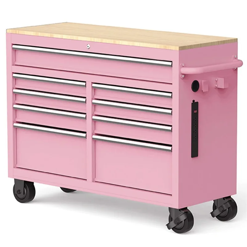 Pink Tool Chest on Wheels 46-Inch 9-Drawer Stainless Steel Rolling Workbench Large Tool for Garage Workshop Use
Pink Tool Chest on Wheels 46-Inch 9-Drawer Stainless Steel Rolling Workbench Large Tool for Garage Workshop Use