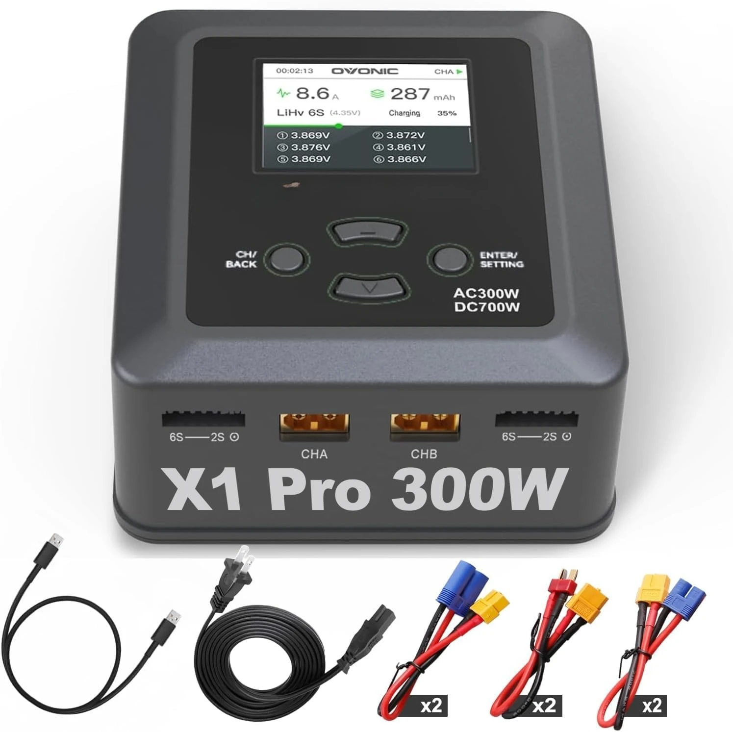 X1 Pro Dual RC Lipo Battery Balance Charger для 1s 2s 3s 4s 5s 6s Lipo Batteries, Life/NiCd/NiMH/LiHV аккумуляторов — переменный ток 300 Вт
X1 Pro Dual RC Lipo Battery Balance Charger для 1s 2s 3s 4s 5s 6s Lipo Batteries, Life/NiCd/NiMH/LiHV аккумуляторов — переменный ток 300 Вт