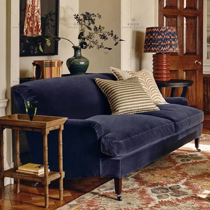 French bedroom sofa fabric solid wood home retro simple small apartment bed and breakfast three-person sofa balcony straight row
French bedroom sofa fabric solid wood home retro simple small apartment bed and breakfast three-person sofa balcony straight row