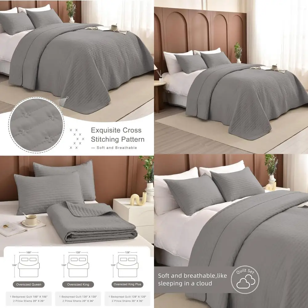 Серый комплект одеял королевы большого размера, 100x106 дюймов, легкое и мягкое постельное белье из трех предметов для фермерского дома на все сезоны
Серый комплект одеял королевы большого размера, 100x106 дюймов, легкое и мягкое постельное белье из трех предметов для фермерского дома на все сезоны