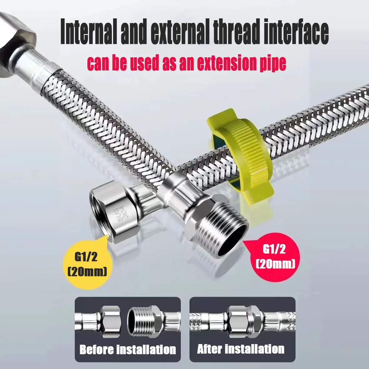 Нержавеющая сталь G1/2'' Внутренняя и внешняя резьба Плетеный гибкий шланг Душевая трубка 20-200 см Ручной распылитель Удлинительная труба
Нержавеющая сталь G1/2'' Внутренняя и внешняя резьба Плетеный гибкий шланг Душевая трубка 20-200 см Ручной распылитель Удлинительная труба