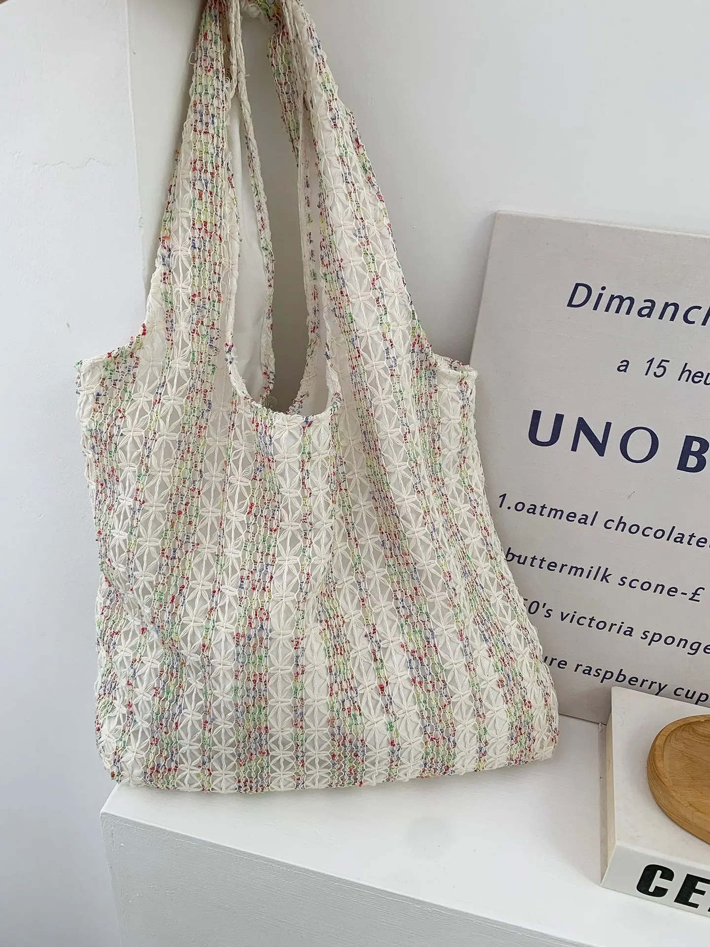 Neon Color Knitted Canvas Tote Bag for Women, Large Capacity Casual Shoulder Bag Fashion Commute School Bag for College Students Neon Color Knitted Canvas Tote Bag for Women, Large Capacity Casual Shoulder Bag Fashion Commute School Bag for College Students