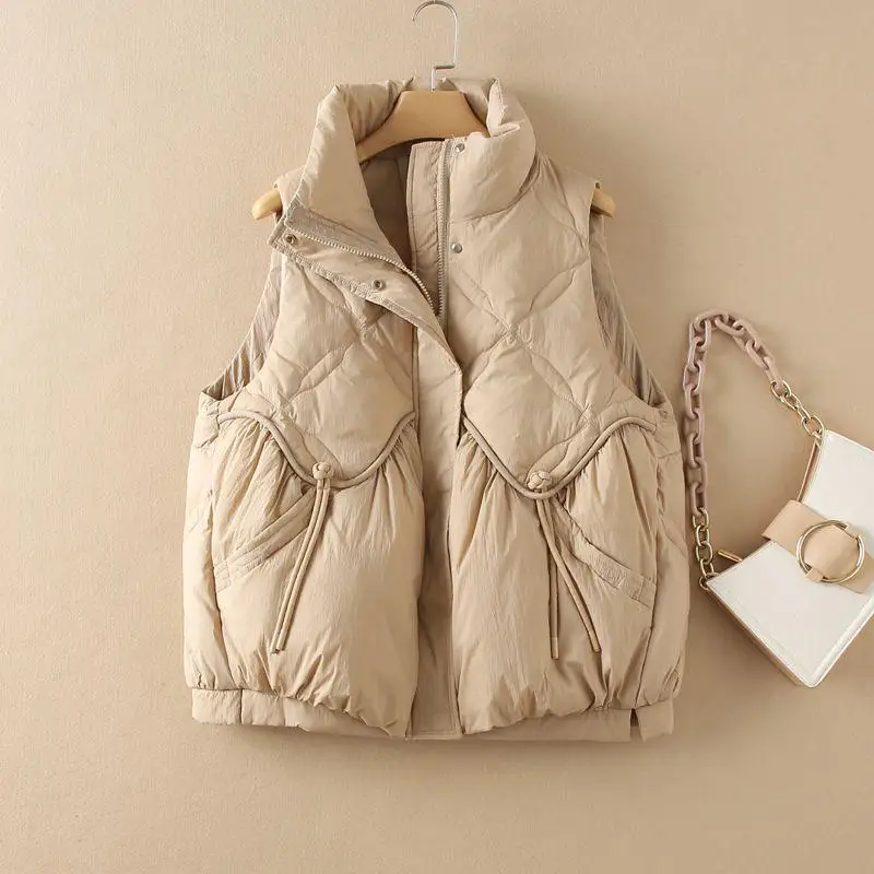 Women's ort Quilted Jaet White Du down Artistic Vintage Button Loose Slim Fit Stand Collar Vest for Winter Outerwear
Women's ort Quilted Jaet White Du down Artistic Vintage Button Loose Slim Fit Stand Collar Vest for Winter Outerwear