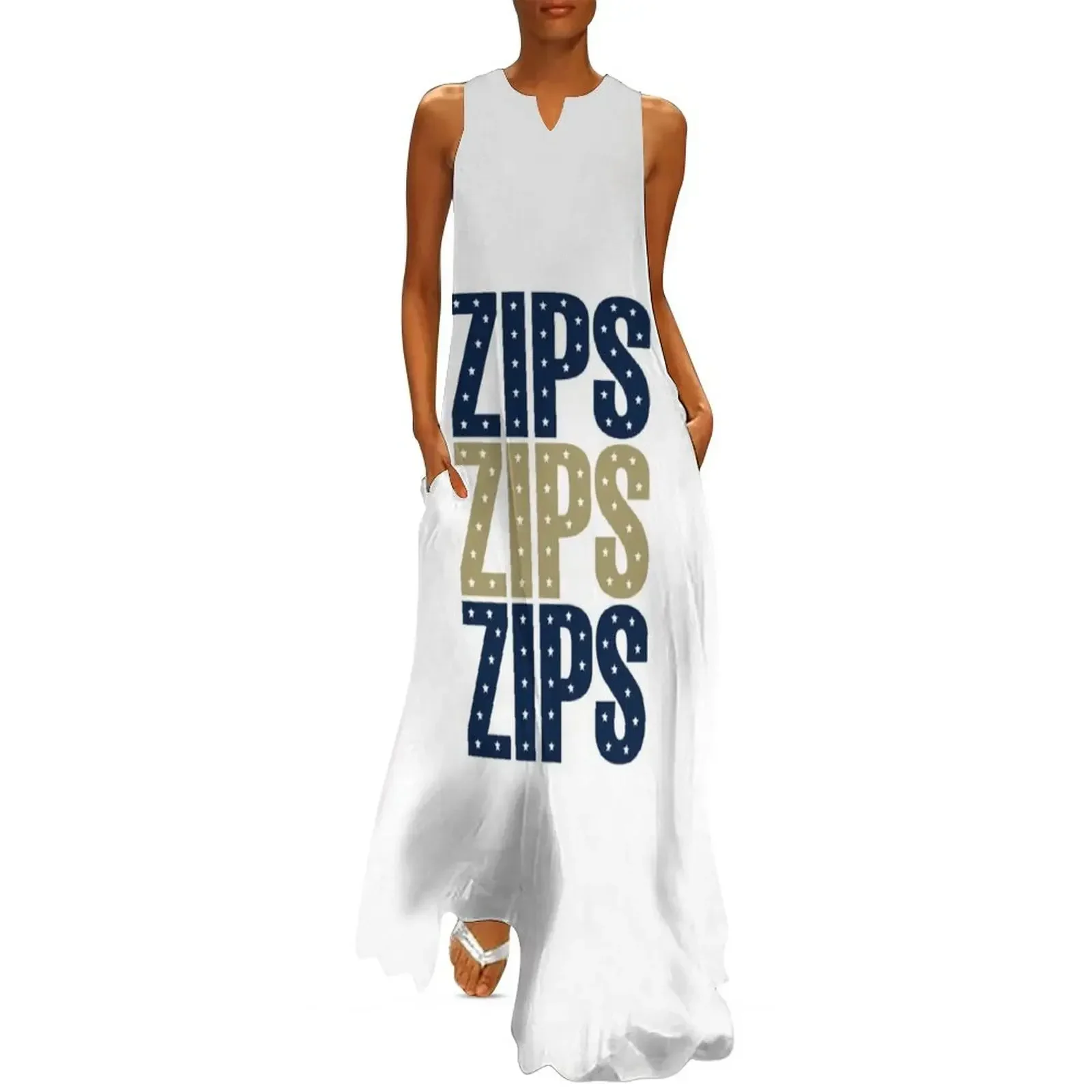 Zips x3 Star Print Akron Sticker Long Dress Women's dresses dress korean style summer women's dress 2025 
Zips x3 Star Print Akron Sticker Long Dress Women's dresses dress korean style summer women's dress 2025