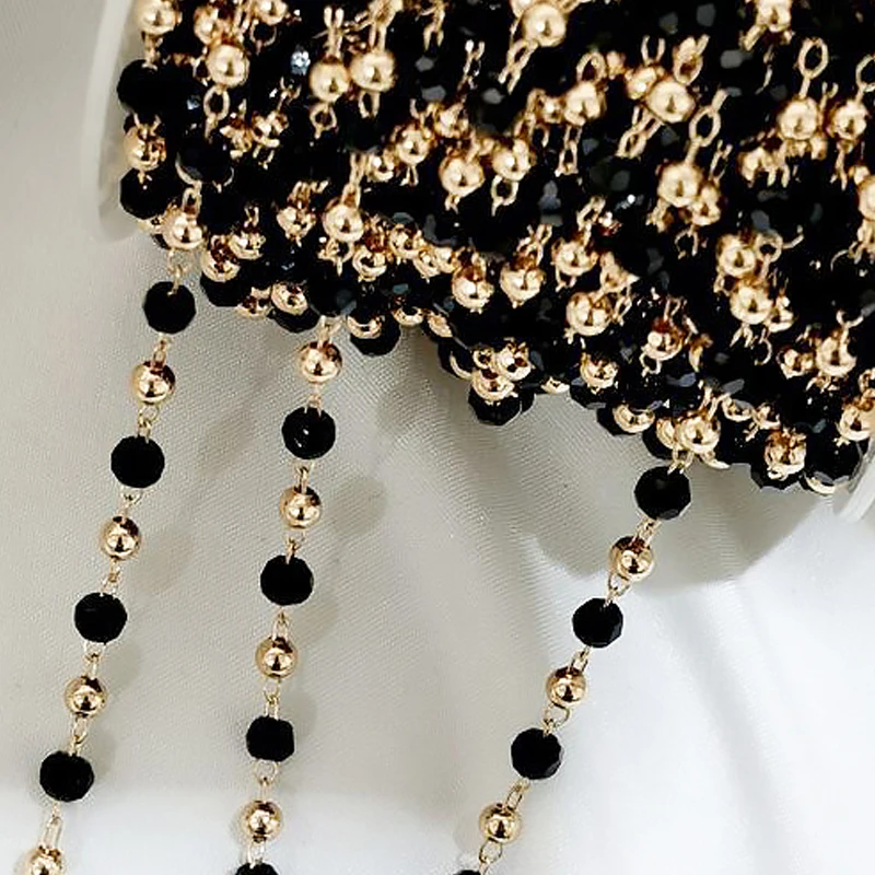 1Meter 4mm Black Beaded Chain Crystal KC Gold Color Copper Beads Chains for Necklace Bracelets Jewelry Making DIY Accessories
1Meter 4mm Black Beaded Chain Crystal KC Gold Color Copper Beads Chains for Necklace Bracelets Jewelry Making DIY Accessories