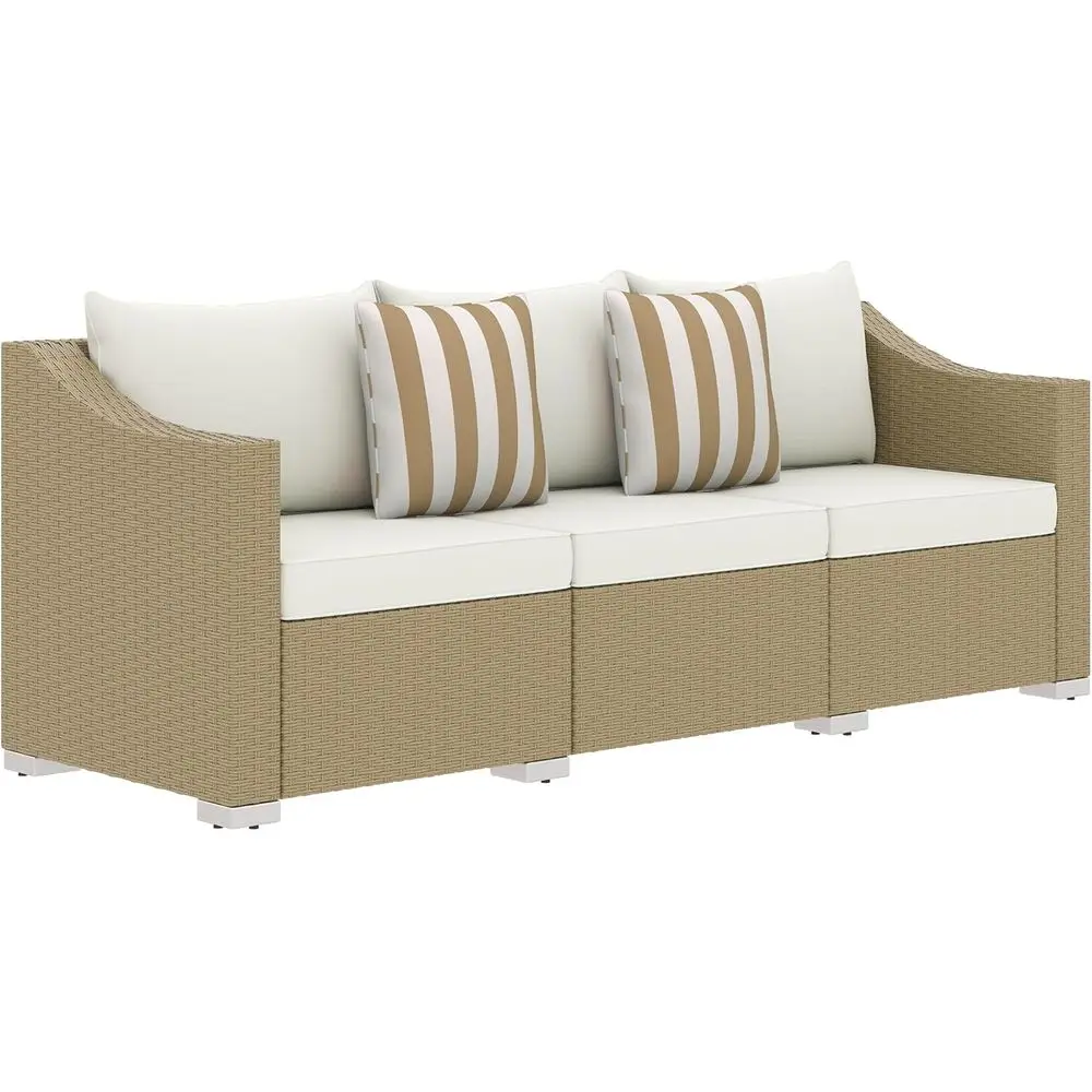 Cream White 3-Seater Patio Sofa, Wicker Sofa with Cushions, Outdoor Rattan Couch Set with 2 Pillows, Ideal for Garden, Backyard,
Cream White 3-Seater Patio Sofa, Wicker Sofa with Cushions, Outdoor Rattan Couch Set with 2 Pillows, Ideal for Garden, Backyard,