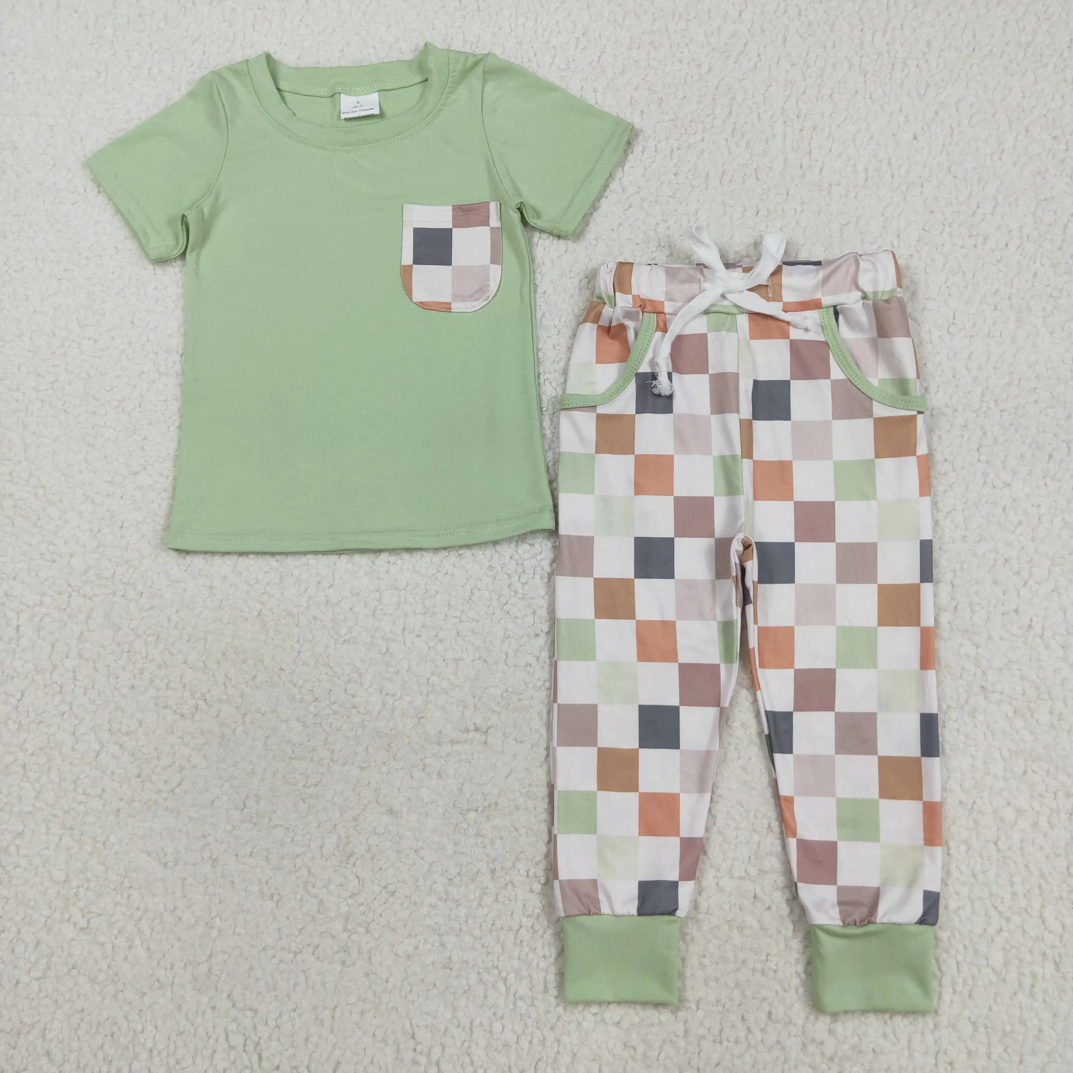 Autumn Boys Clothing Set Colorful Plaid Long Pants with Pocket Green Short Sleeve Top Wholesale Boutique Kids Outfit
Autumn Boys Clothing Set Colorful Plaid Long Pants with Pocket Green Short Sleeve Top Wholesale Boutique Kids Outfit