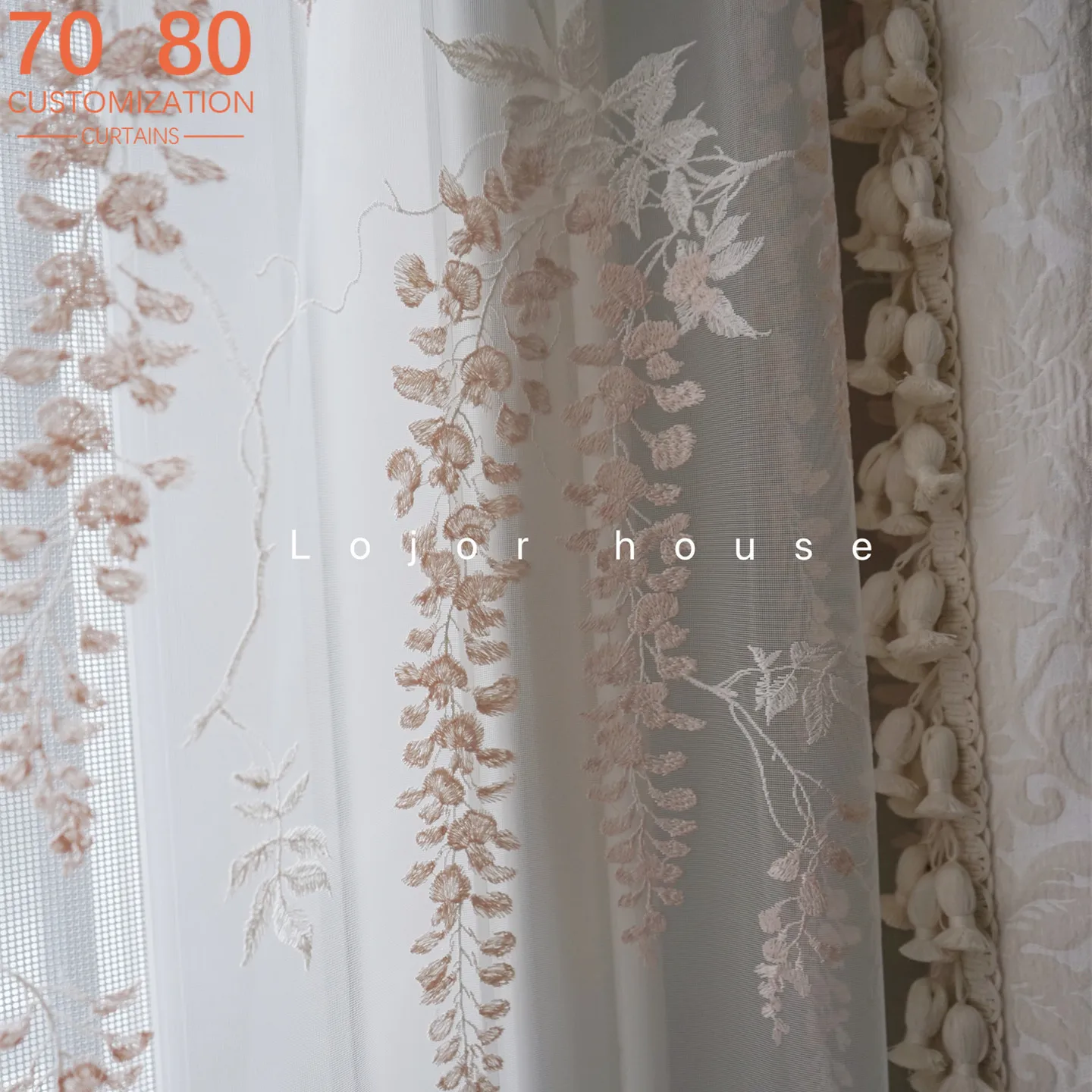 Wisteria Embroidered Window White Screen Customized Curtains for Living Room French Window Balcony Partition Door Curtain
Wisteria Embroidered Window White Screen Customized Curtains for Living Room French Window Balcony Partition Door Curtain