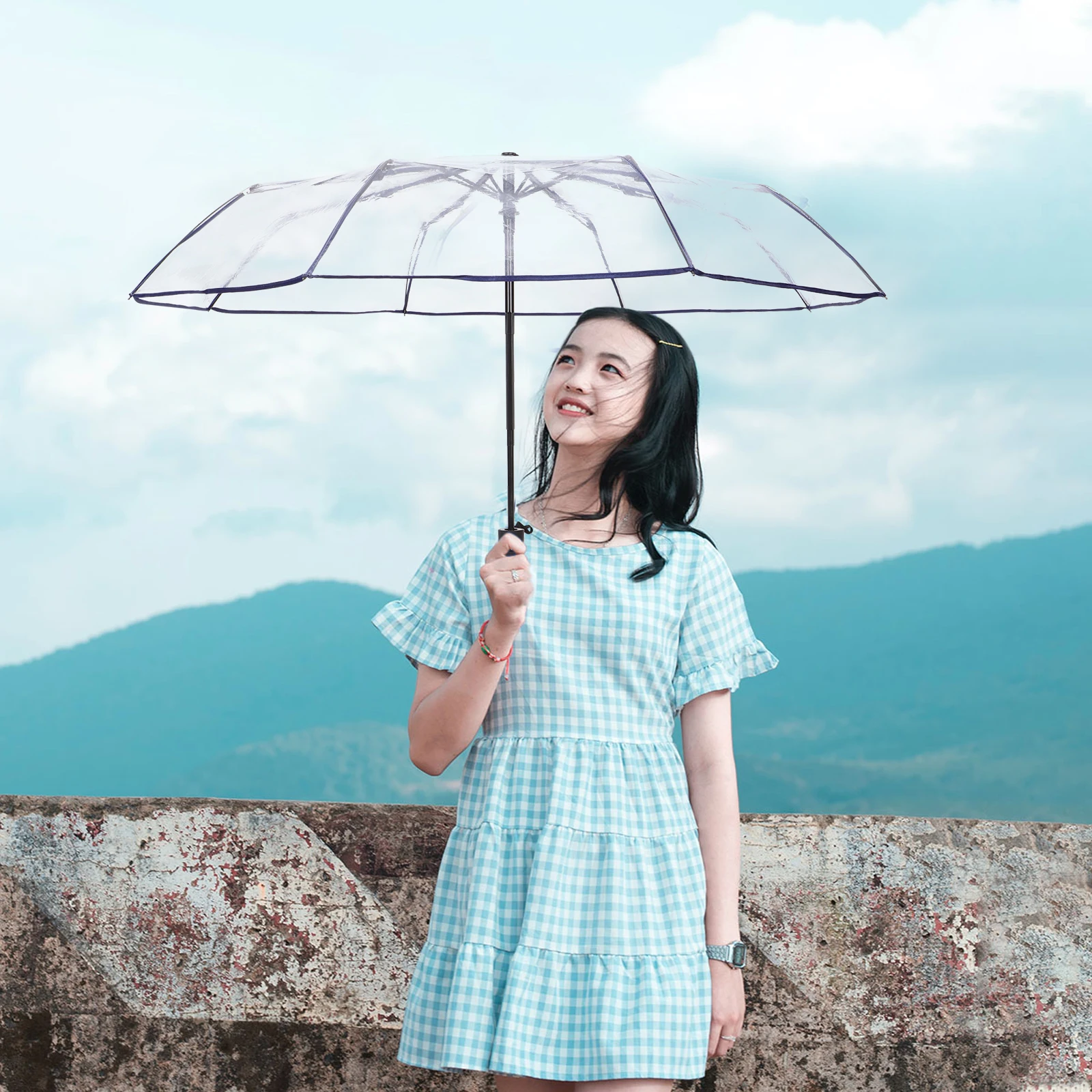 Fully Automatic Triple Folding Transparent Umbrella Premium Material Waterproof Coating Quick Dry Compact Design for Rainy Sunny
Fully Automatic Triple Folding Transparent Umbrella Premium Material Waterproof Coating Quick Dry Compact Design for Rainy Sunny