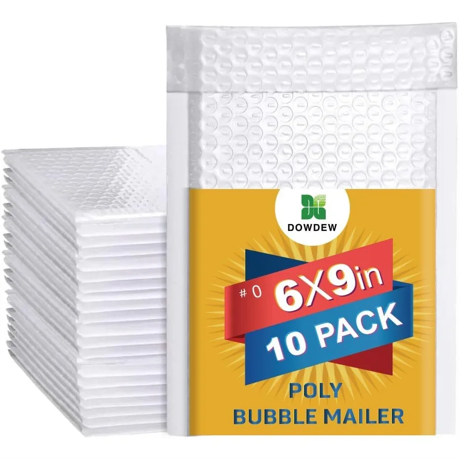 White Poly Padded Shipping Envelopes 6x9 inch Self Sealing Bubble Mailers for Fragile Items
White Poly Padded Shipping Envelopes 6x9 inch Self Sealing Bubble Mailers for Fragile Items