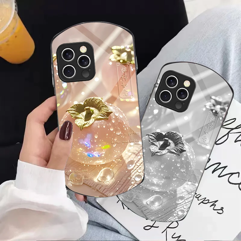 Purple crystal persimmon For iPhone 16 15 14 13 Plus 12 mini 11 Pro Max XR Xs X 7 8 6 6S Elliptical Tempered Glass Phone Case 
Purple crystal persimmon For iPhone 16 15 14 13 Plus 12 mini 11 Pro Max XR Xs X 7 8 6 6S Elliptical Tempered Glass Phone Case