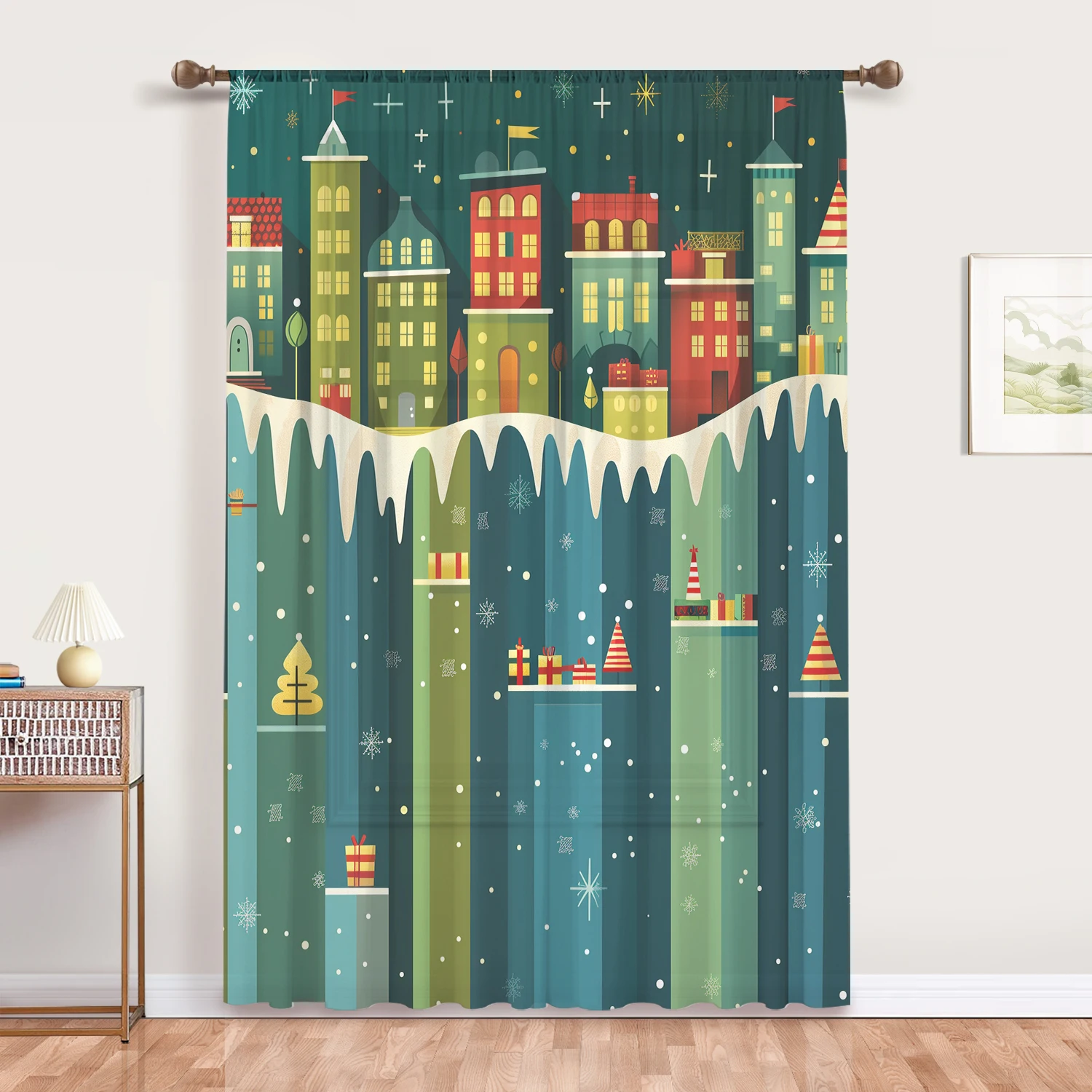 1pc Green Christmas Printed Rod Pocket Curtain - Window Sheer Curtain for Living Room, Study, Bedroom- Festive Home Decoration
1pc Green Christmas Printed Rod Pocket Curtain - Window Sheer Curtain for Living Room, Study, Bedroom- Festive Home Decoration