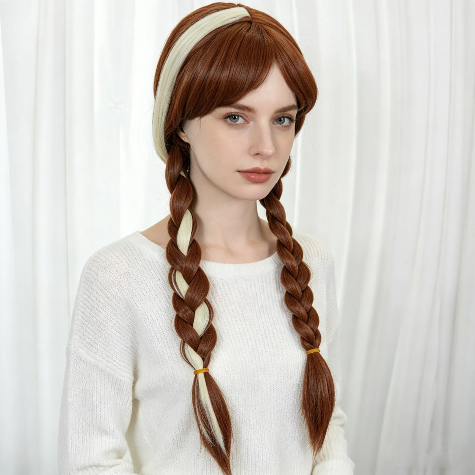 Princess Style Brown Double Braid Wig with Blonde Accent | Synthetic Hair for Princess Cosplay, Halloween Costumes & Party Wear
Princess Style Brown Double Braid Wig with Blonde Accent | Synthetic Hair for Princess Cosplay, Halloween Costumes & Party Wear