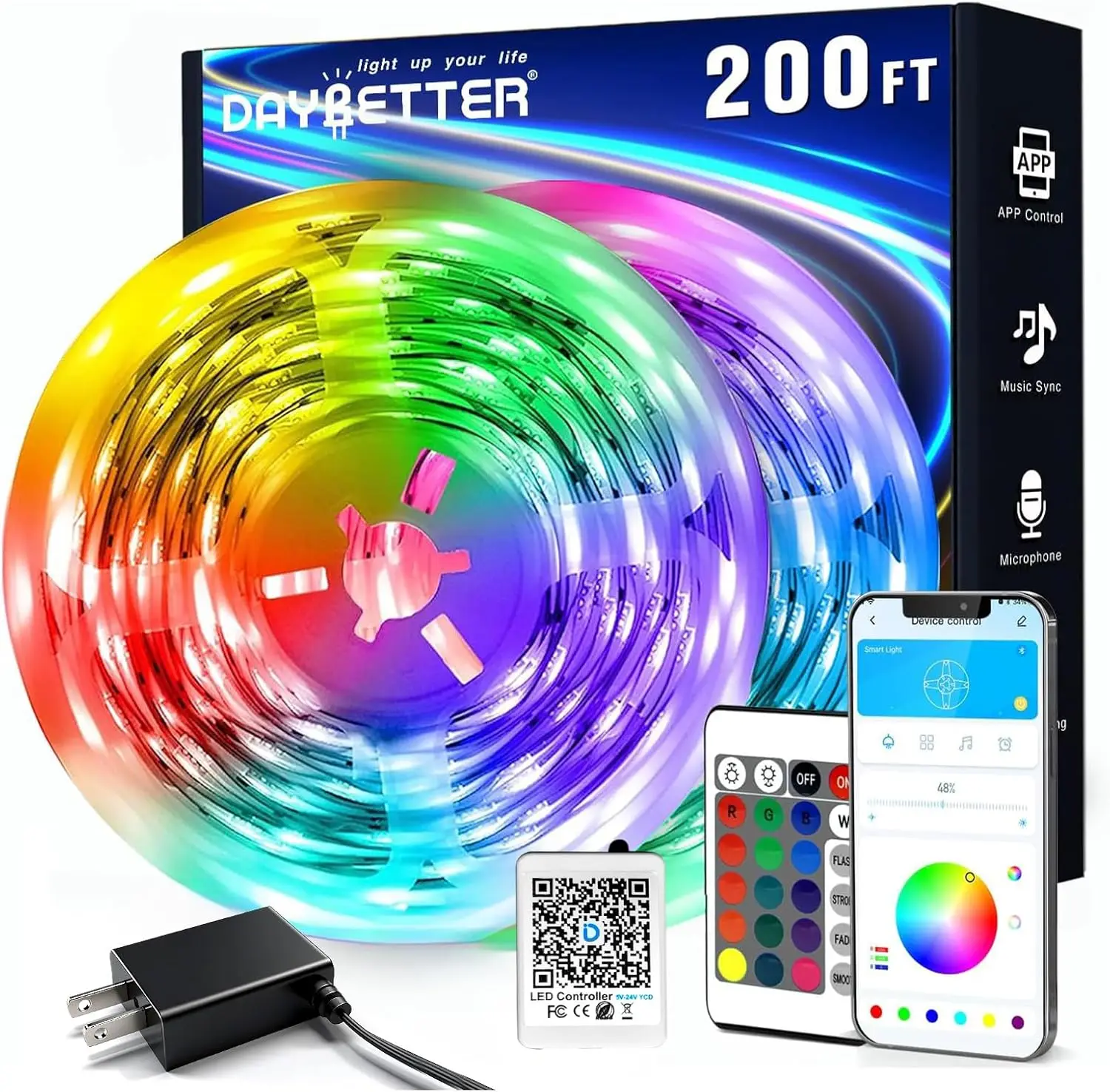 Умная светодиодная лента длиной 200 футов с управлением через приложение, RGB-подсветка с синхронизацией музыки для декора спальни и вечеринок
Умная светодиодная лента длиной 200 футов с управлением через приложение, RGB-подсветка с синхронизацией музыки для декора спальни и вечеринок