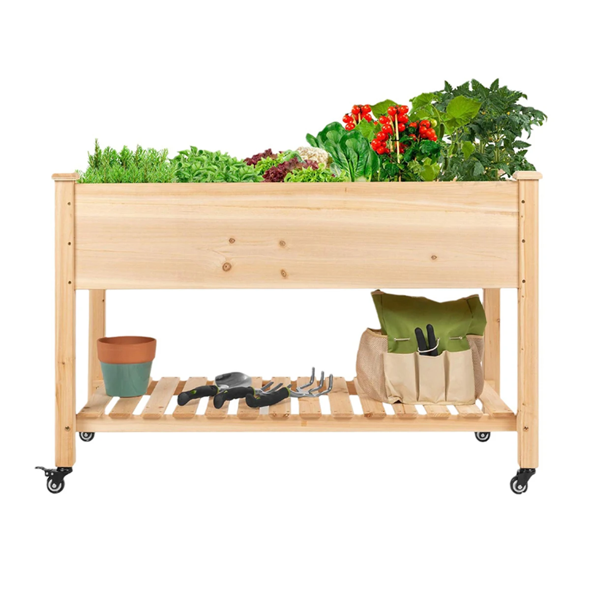 Movable Wooden Elevated Planter Box With Storage Rack Balcony Planting Box Raised Garden Bed for Outdoor Garden Deck Yard
Movable Wooden Elevated Planter Box With Storage Rack Balcony Planting Box Raised Garden Bed for Outdoor Garden Deck Yard