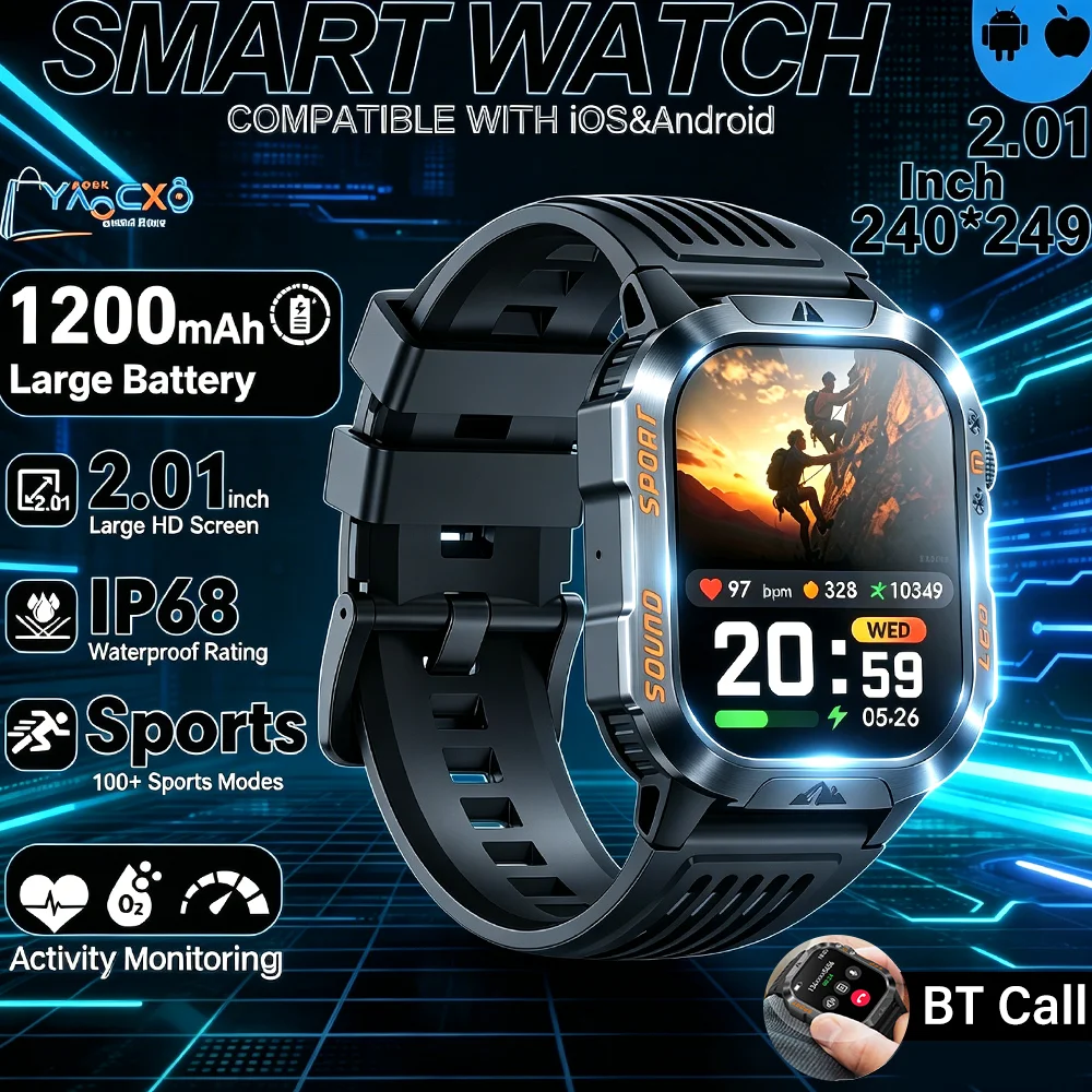 New 100+ Sports Modes Sport Smart Watch 1200mAh Large Battery 2.01 Inch Screen Bluetooth Call Health Monitoring Smart Wristwatch
New 100+ Sports Modes Sport Smart Watch 1200mAh Large Battery 2.01 Inch Screen Bluetooth Call Health Monitoring Smart Wristwatch