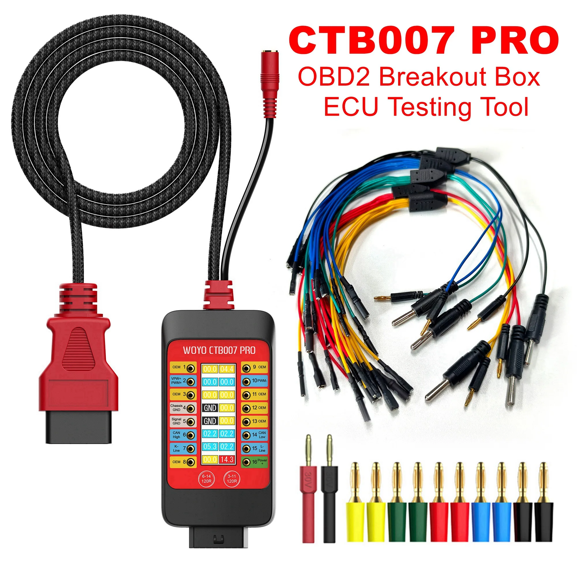 CAN Tester Box with Built-in 120Ω Switch for ECU Testing Tool on Bench, Digital 16PIN Vrms Protocol Detector, OBD2 Breakout Box
CAN Tester Box with Built-in 120Ω Switch for ECU Testing Tool on Bench, Digital 16PIN Vrms Protocol Detector, OBD2 Breakout Box