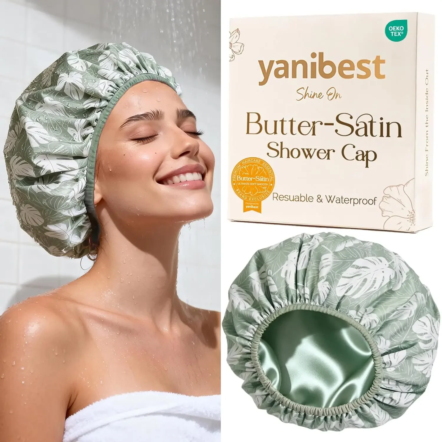 Satin-Lined Waterproof Shower Cap for Women - Double Layer, Soft Elastic Band, Frizz-Free, Large Size
Satin-Lined Waterproof Shower Cap for Women - Double Layer, Soft Elastic Band, Frizz-Free, Large Size