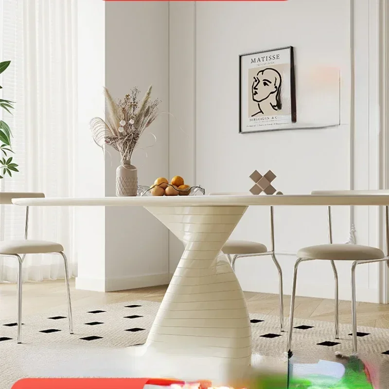 Cream wind pure white rock dining table and chair French retro FRP dining table home high-end designer new dining table
Cream wind pure white rock dining table and chair French retro FRP dining table home high-end designer new dining table