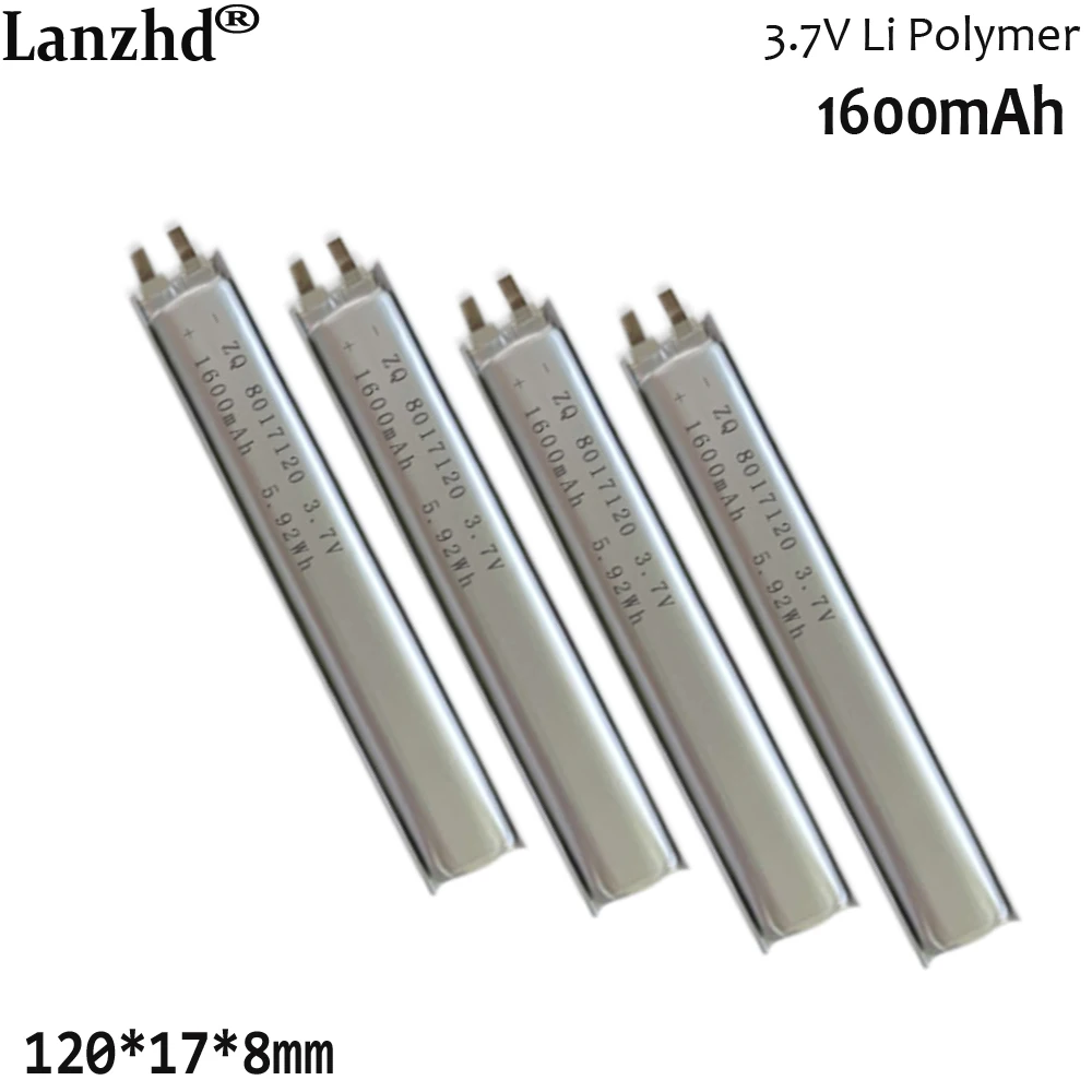 NEW 3.7V Li polymer rechargeable battery For Sensing cabinet light point reading pen LED light long battery 8017120 1600mAh 
NEW 3.7V Li polymer rechargeable battery For Sensing cabinet light point reading pen LED light long battery 8017120 1600mAh