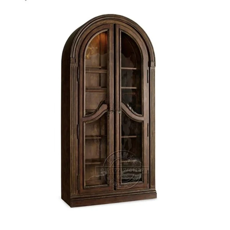 Retro and old solid wood dining side cabinet, American style, fan-shaped glass door display large, double-door wine cabinet
Retro and old solid wood dining side cabinet, American style, fan-shaped glass door display large, double-door wine cabinet