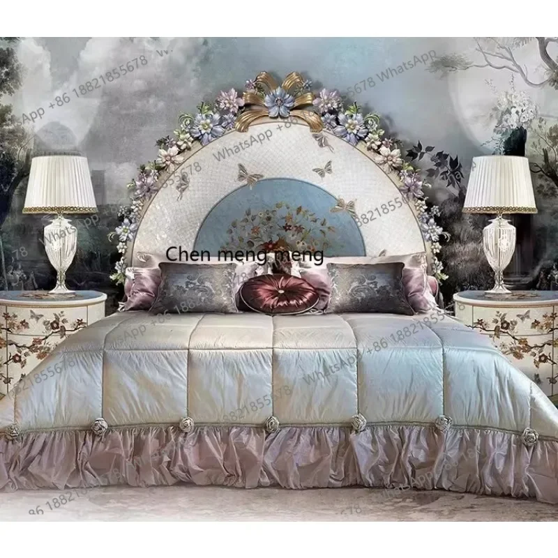 zHParquet inlaid luxury solid wood carving flower hand painted double, fabric bed villa
zHParquet inlaid luxury solid wood carving flower hand painted double, fabric bed villa