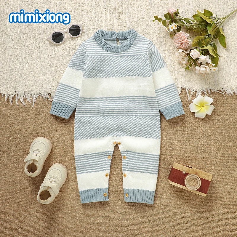 Детские комбинезоны, одежда для детей 0-18 м, повседневные вязаные комбинезоны в полоску для новорожденных мальчиков, цельный комбинезон для младенцев с длинными рукавами, синяя верхняя одежда, наряды
Детские комбинезоны, одежда для детей 0-18 м, повседневные вязаные комбинезоны в полоску для новорожденных мальчиков, цельный комбинезон для младенцев с длинными рукавами, синяя верхняя одежда, наряды