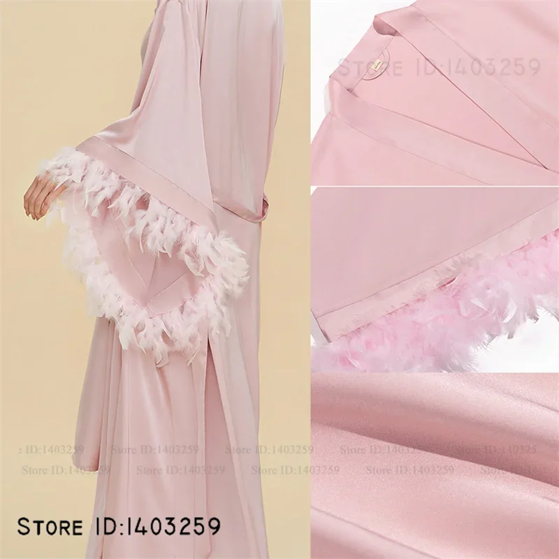 Elegant Bride Wedding Long Robe Dress with Feather Cuffs French Style Bathrobe Homewear Spring Summer New Sleepwear Loungewear
Elegant Bride Wedding Long Robe Dress with Feather Cuffs French Style Bathrobe Homewear Spring Summer New Sleepwear Loungewear