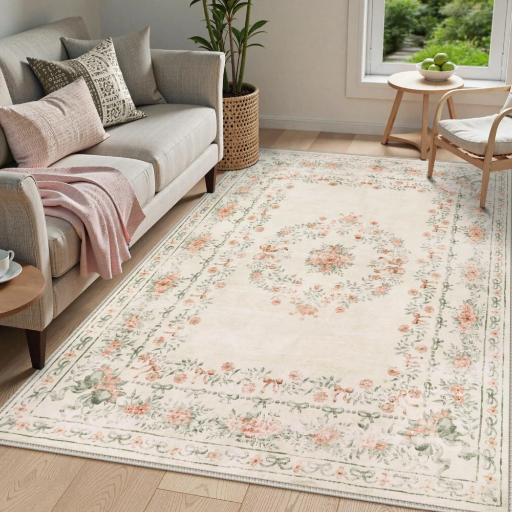 Vintage Floral Area Rug, Soft Pastel Classic Style, Washable Non-Slip Foldable Thin Carpet, Elegant Border Retro Print Mat for Living Room Bedroom Bathroom Kitchen Entryway Dining Room Home Decor
Vintage Floral Area Rug, Soft Pastel Classic Style, Washable Non-Slip Foldable Thin Carpet, Elegant Border Retro Print Mat for Living Room Bedroom Bathroom Kitchen Entryway Dining Room Home Decor