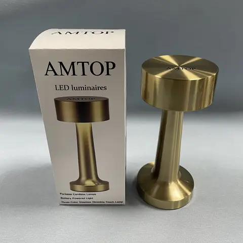 AMTOP Portable Modern Cordless Table Lamp LED Touch Bedside Light USB Rechargeable Dumbbell Desk Lamp Luxury Restaurant Coffee Shop Atmosphere Lamp