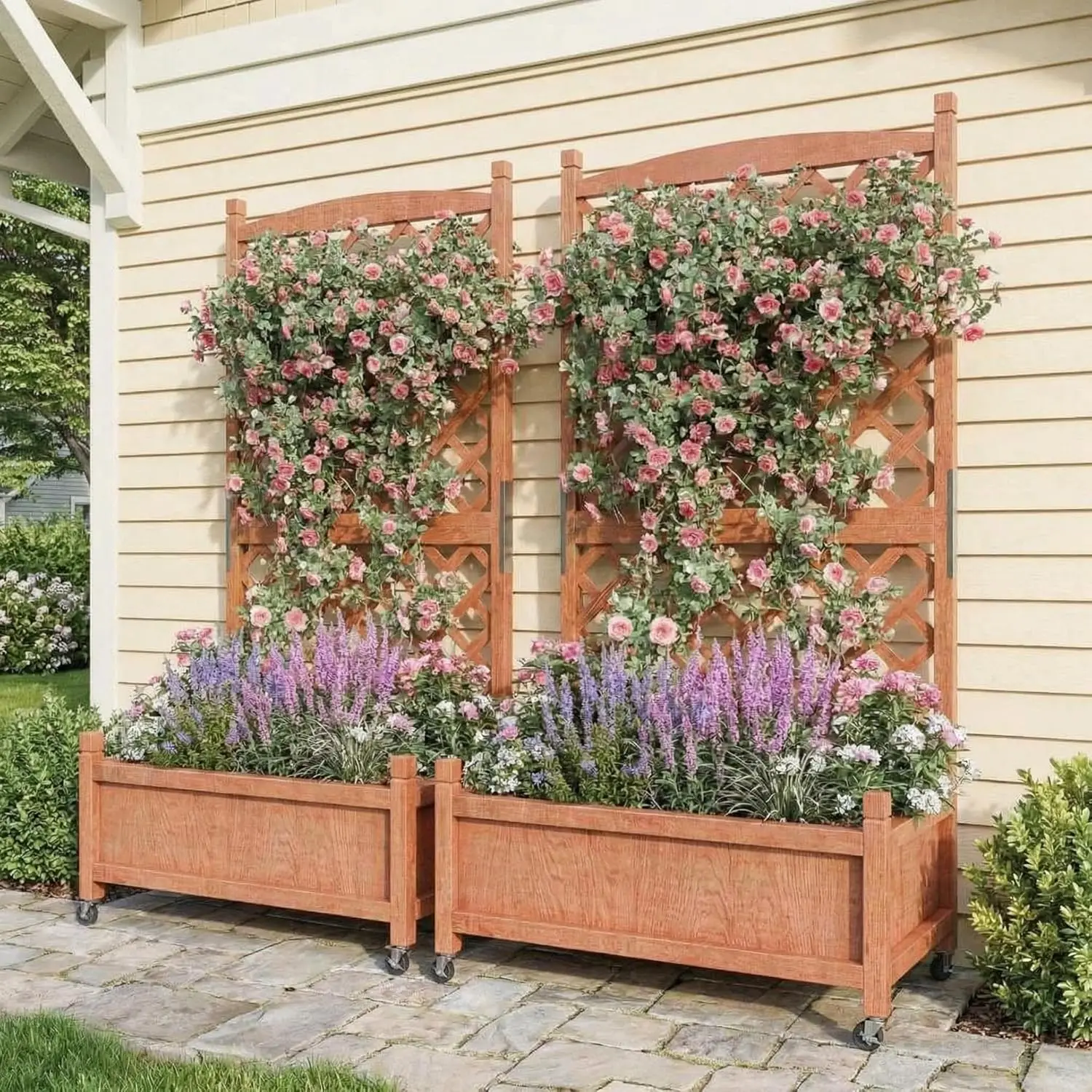 Home 2-Pack Tall Wood Planter Box with Trellis, 61.5" H Raised Garden Bed on Wheels, Vertical Stand Planter with Drainag
Home 2-Pack Tall Wood Planter Box with Trellis, 61.5" H Raised Garden Bed on Wheels, Vertical Stand Planter with Drainag