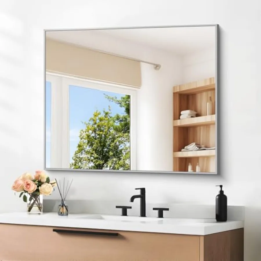 30" x 30"Bathroom Mirror, Corner Wall Mirror with Metal Frame, Decorative Rectangular Vanity Mirror for Bedroom Bathroom Living
30" x 30"Bathroom Mirror, Corner Wall Mirror with Metal Frame, Decorative Rectangular Vanity Mirror for Bedroom Bathroom Living