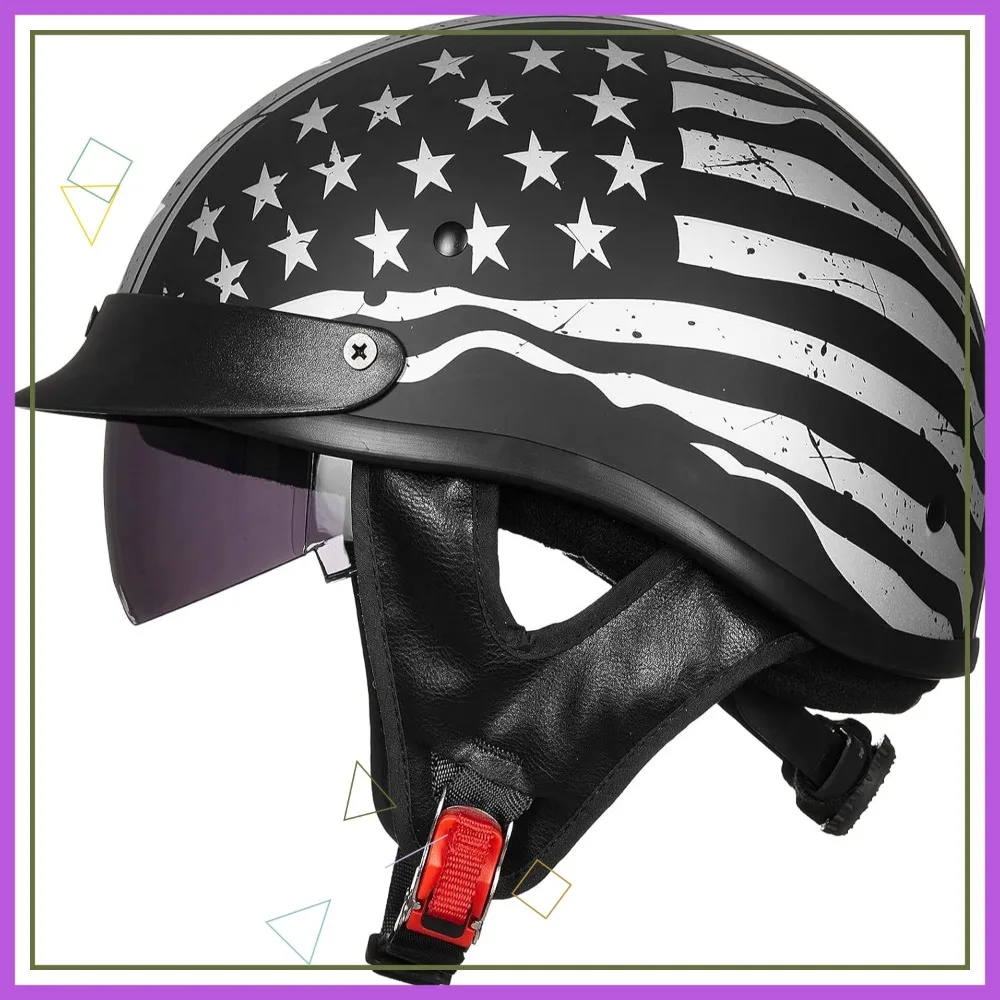 ILM Half Helmet Motorcycle Open Face with Sun Visor Quick Release Buckle DOT Approved for Men Women Patriotic Flag Design
ILM Half Helmet Motorcycle Open Face with Sun Visor Quick Release Buckle DOT Approved for Men Women Patriotic Flag Design