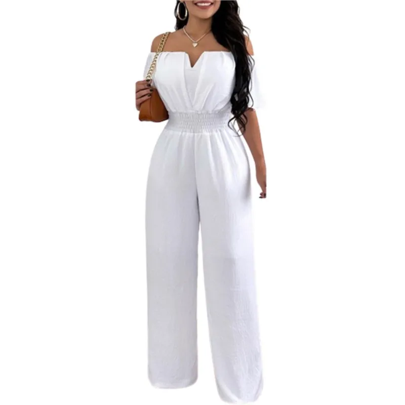 2025 Spring Fashion Jumpsuits Womens Off Shoulder Short Sleeve Straight Shoulder Waist Daily Long Wide Leg Pants Casual Jumpsuit
2025 Spring Fashion Jumpsuits Womens Off Shoulder Short Sleeve Straight Shoulder Waist Daily Long Wide Leg Pants Casual Jumpsuit