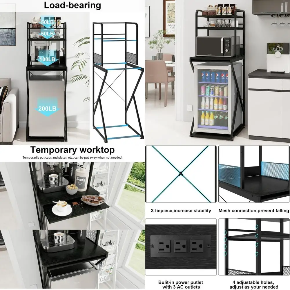 4-уровневая компактная кухонная тумба с розеткой и местом для хранения для организации хранения в холодильнике, кофейной зоне и кладовой
4-уровневая компактная кухонная тумба с розеткой и местом для хранения для организации хранения в холодильнике, кофейной зоне и кладовой