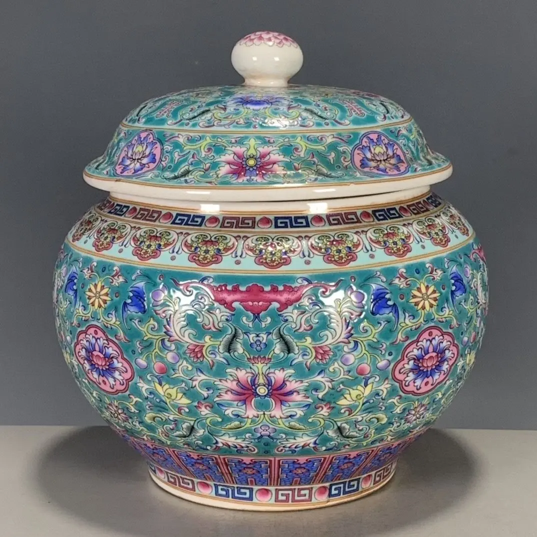 Chinese Collectible Lidded Porcelain Jar Qing Qianlong Reign Mark Hand Drawn Enamel Interlocking FlowerMotif Storage DecorVessel
Chinese Collectible Lidded Porcelain Jar Qing Qianlong Reign Mark Hand Drawn Enamel Interlocking FlowerMotif Storage DecorVessel
